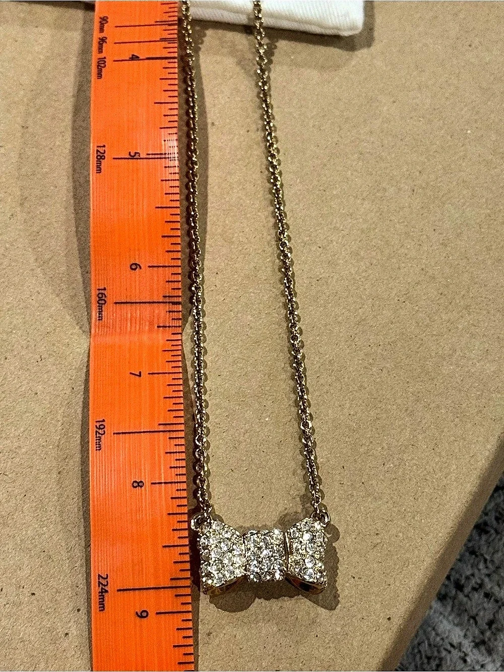 kate spade new york Ready Set Bow Pave Pendant Necklace Gold Like New